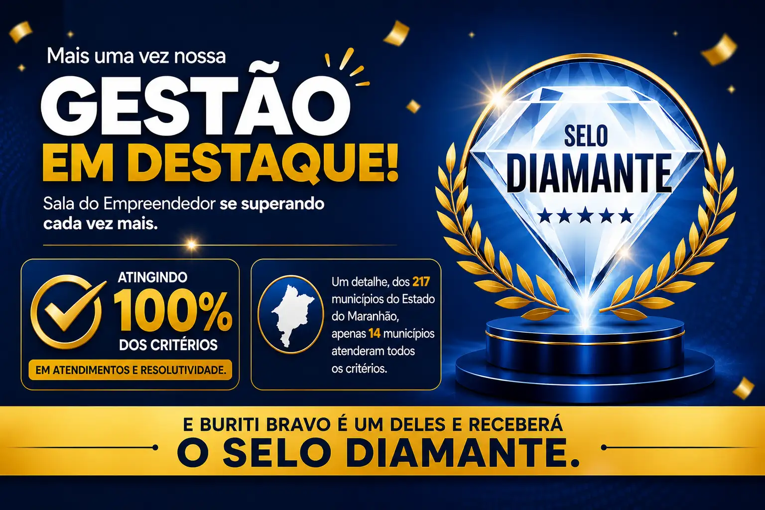 Sala do Empreendedor de Buriti Bravo conquista Selo Diamante em atendimento aos empreendedores