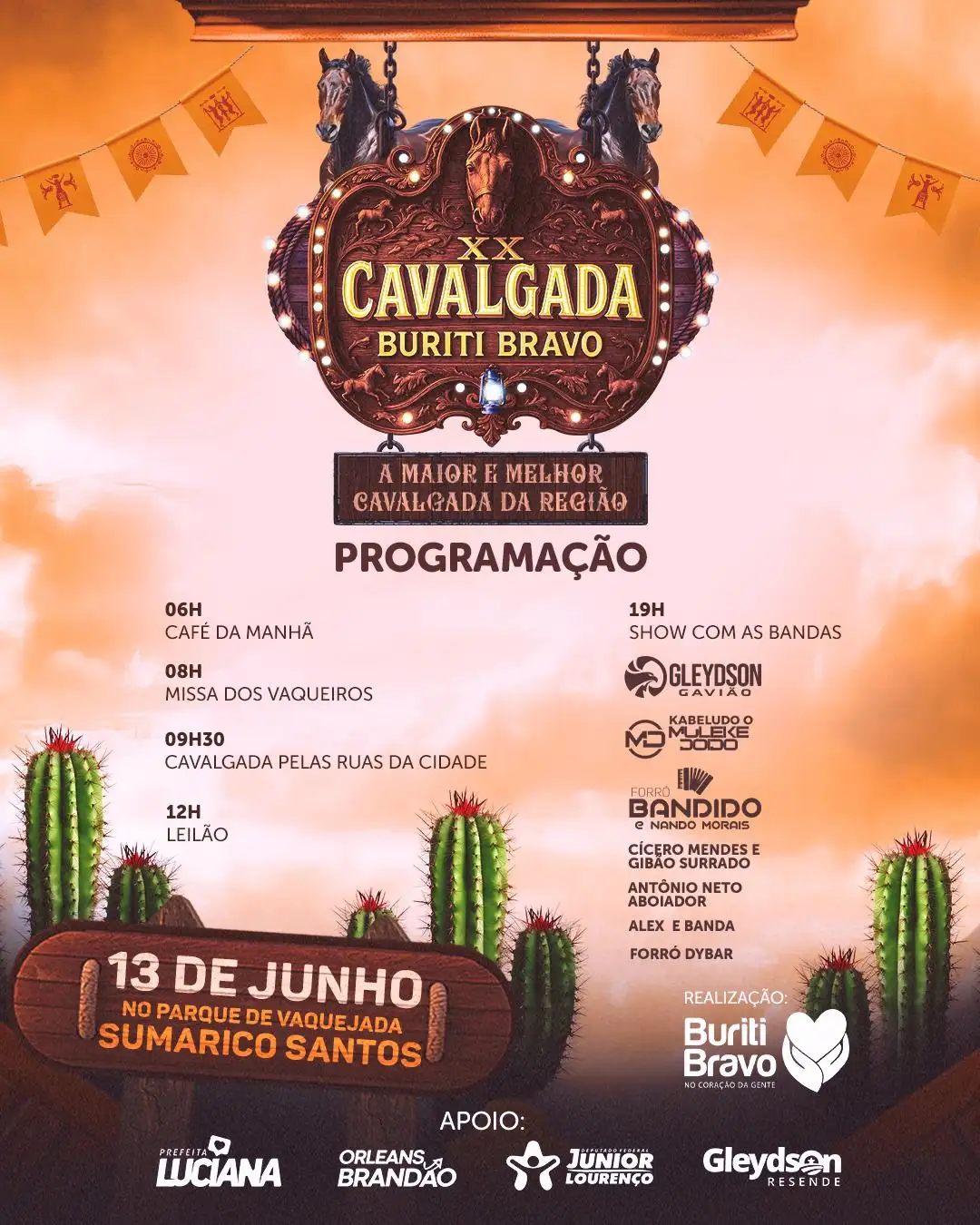 Galeria de imagens - Foto 1 da notícia: Prefeitura de Buriti Bravo divulga programação oficial da XX Cavalgada